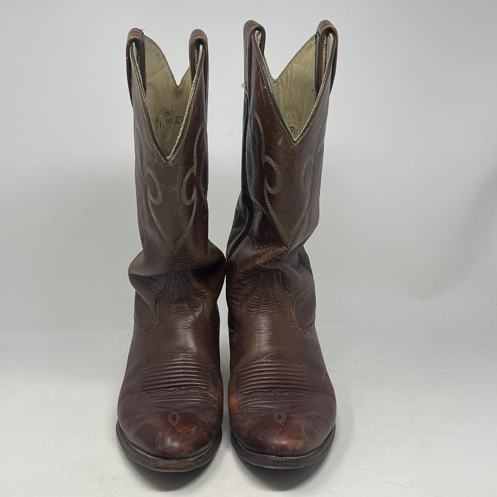 J Chisholm Cowboy Western Boots Style 911 Mens 9 D Brown Leather Handcrafted