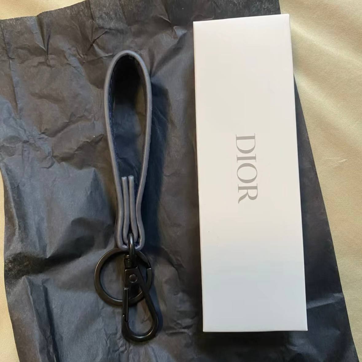 Blue Strap Keychain Bag Charm With Original Gift Box Accessory