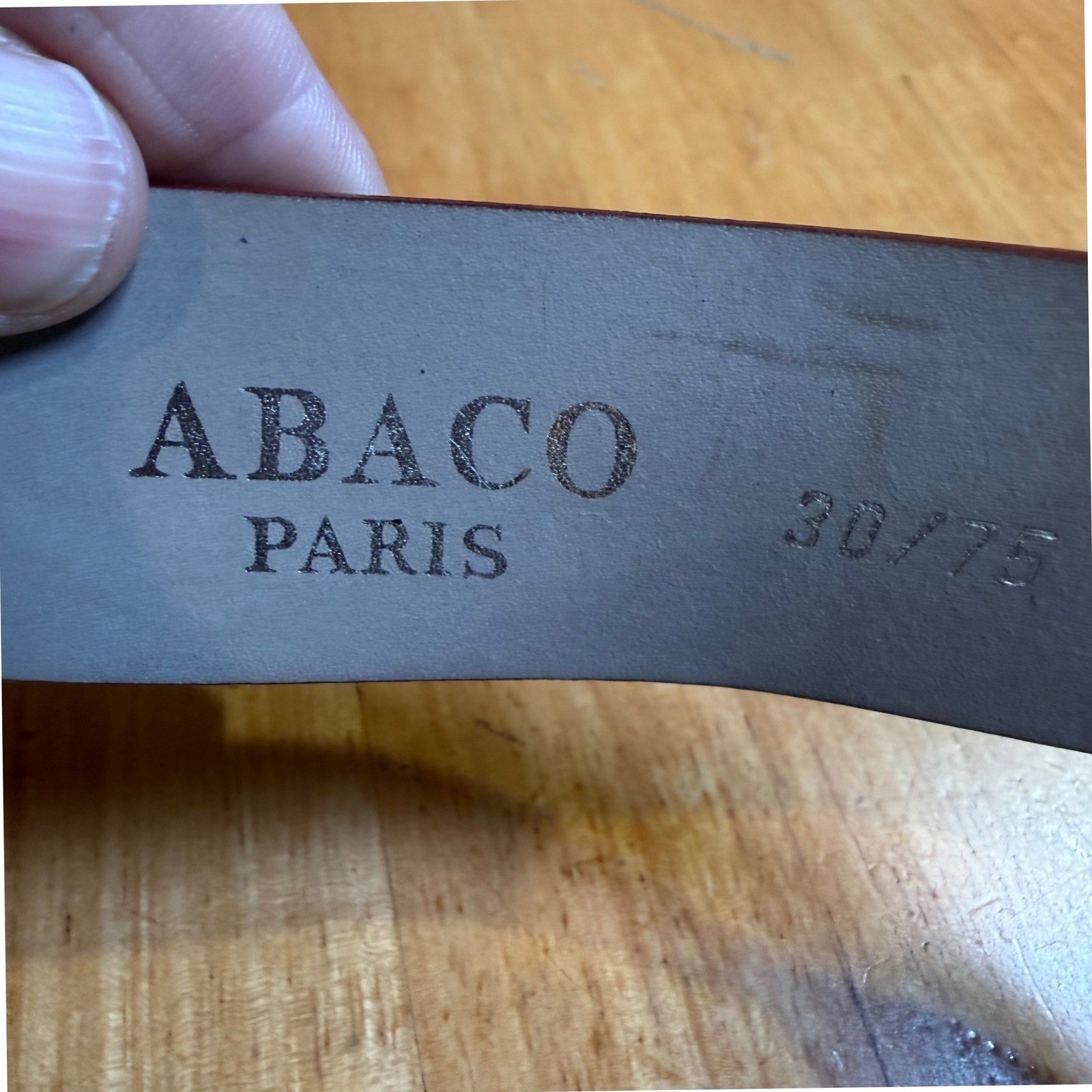 Abaco Paris Forest Green Burgundy Leather Double Prong Belt Made in France 30/75