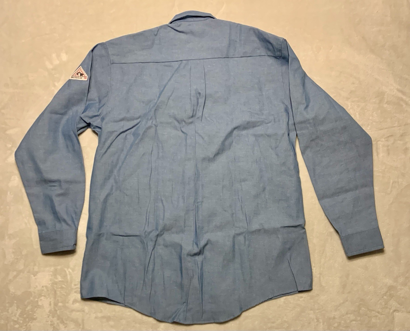 Bulwark Shirt Mens L Blue Solid Long Sleeve Button Up Flame Resistant FR