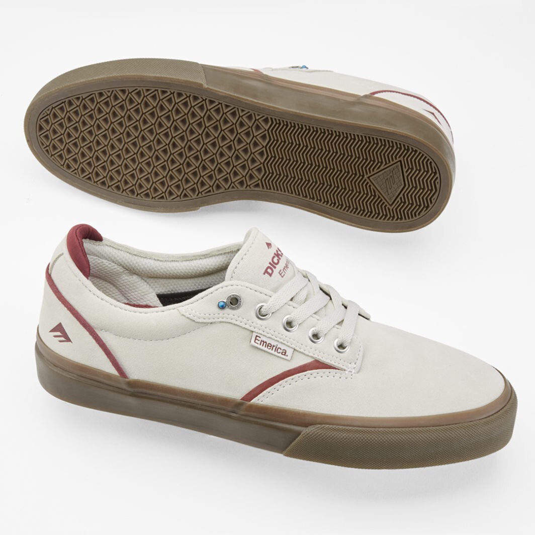 Emerica Dickson Skateshop Day White/Red/Gum Men’s Skateboard Inspired Sneakers