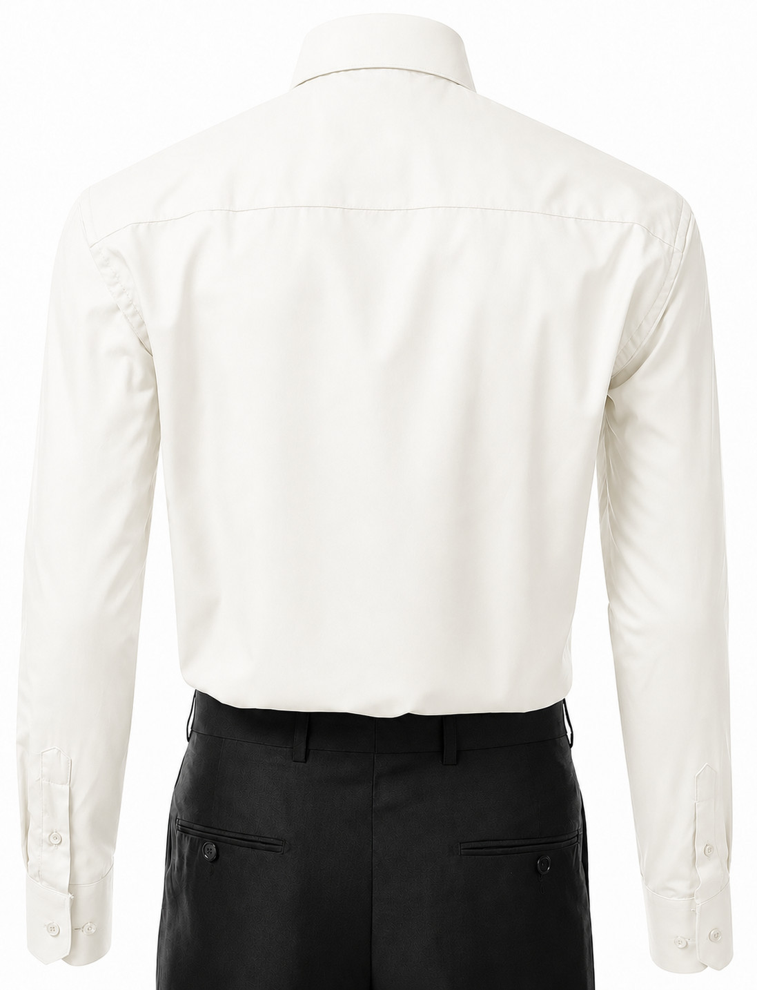 Berlioni Italy Men’s Premium French Convertible Cuff Solid Dress Shirt Off White