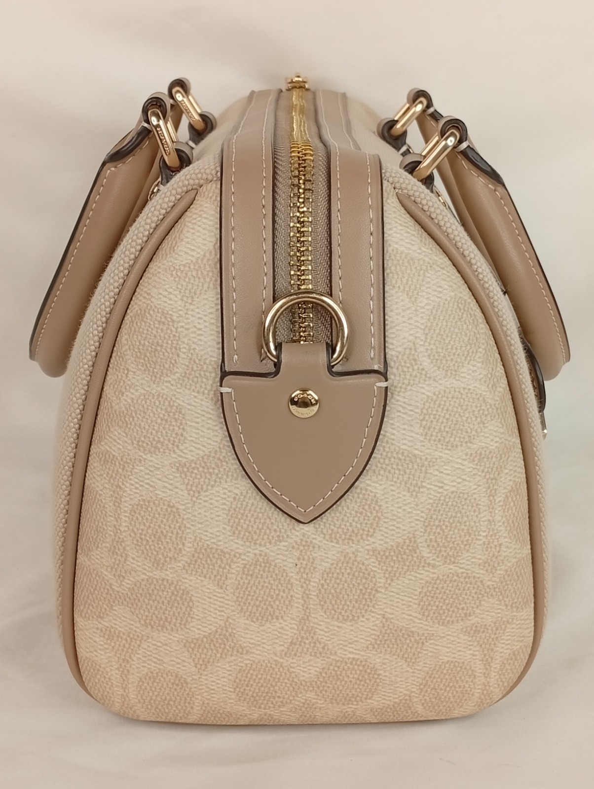 Coach Rowan Satchel Bag In Colorblock w/ Detachable Crossbody Strap Tan CAK58