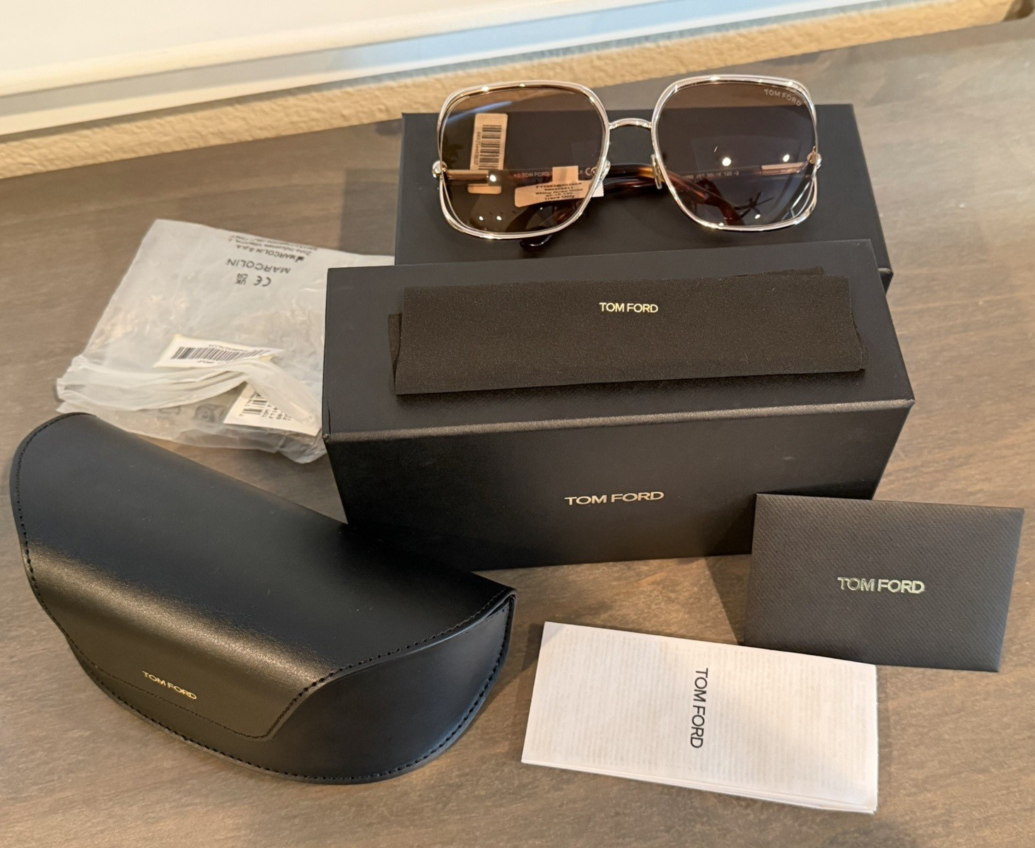 Tom Ford Goldie TF1092 28E Women’s Square Gold frames Brown Tinted UV400 60-18