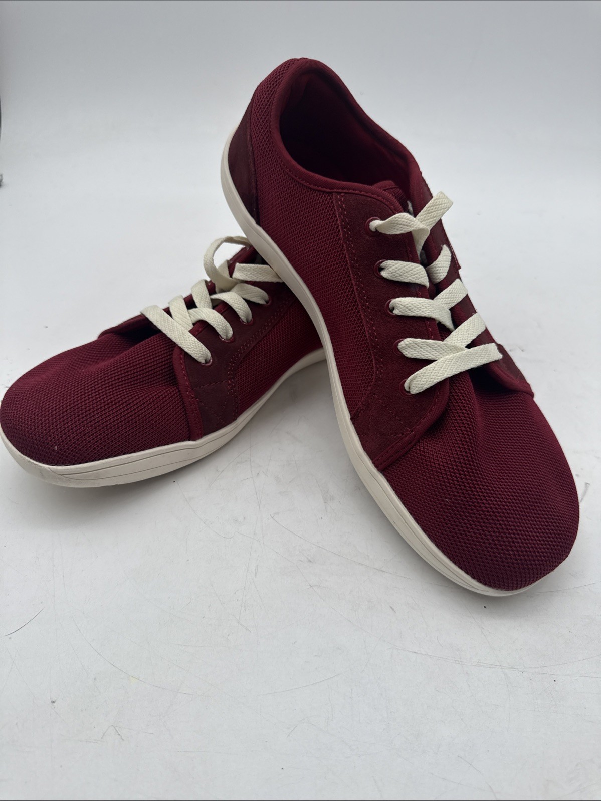 Hobibear Burgundy Minimalist Suede Men’s Lace Up Walking Sneakers Size 45 Us 11