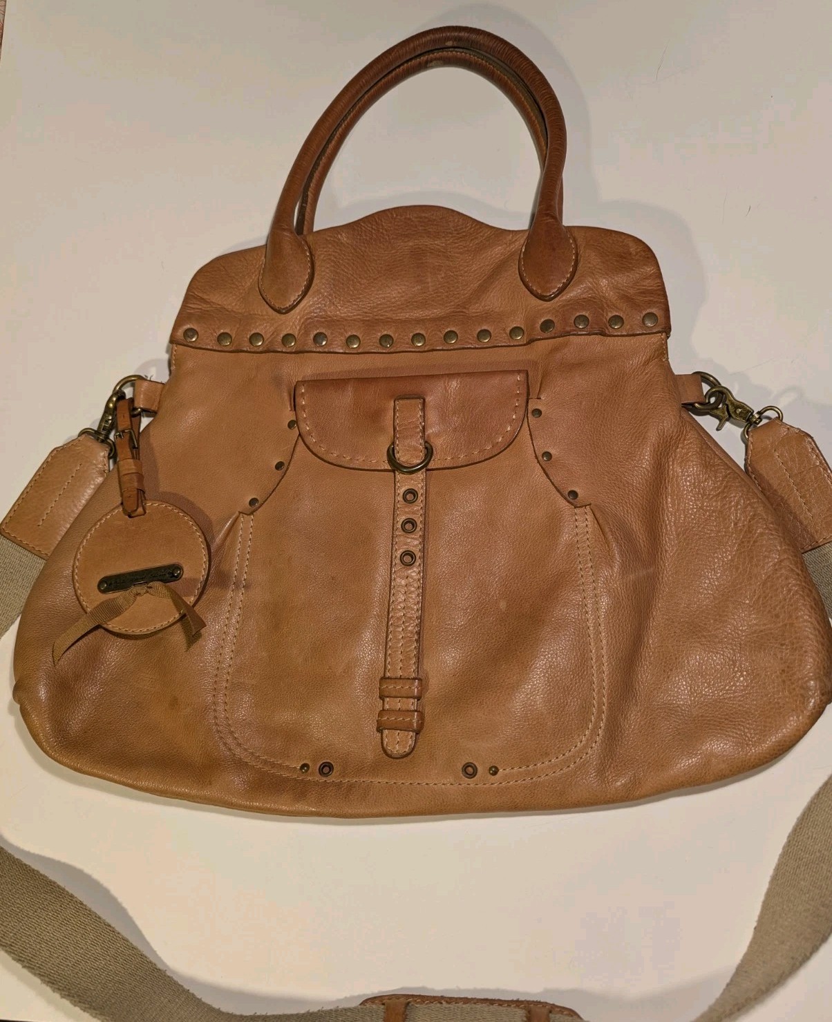 Paul Maret Editions Lt Tan Leather Saddlebag Shoulder Bag