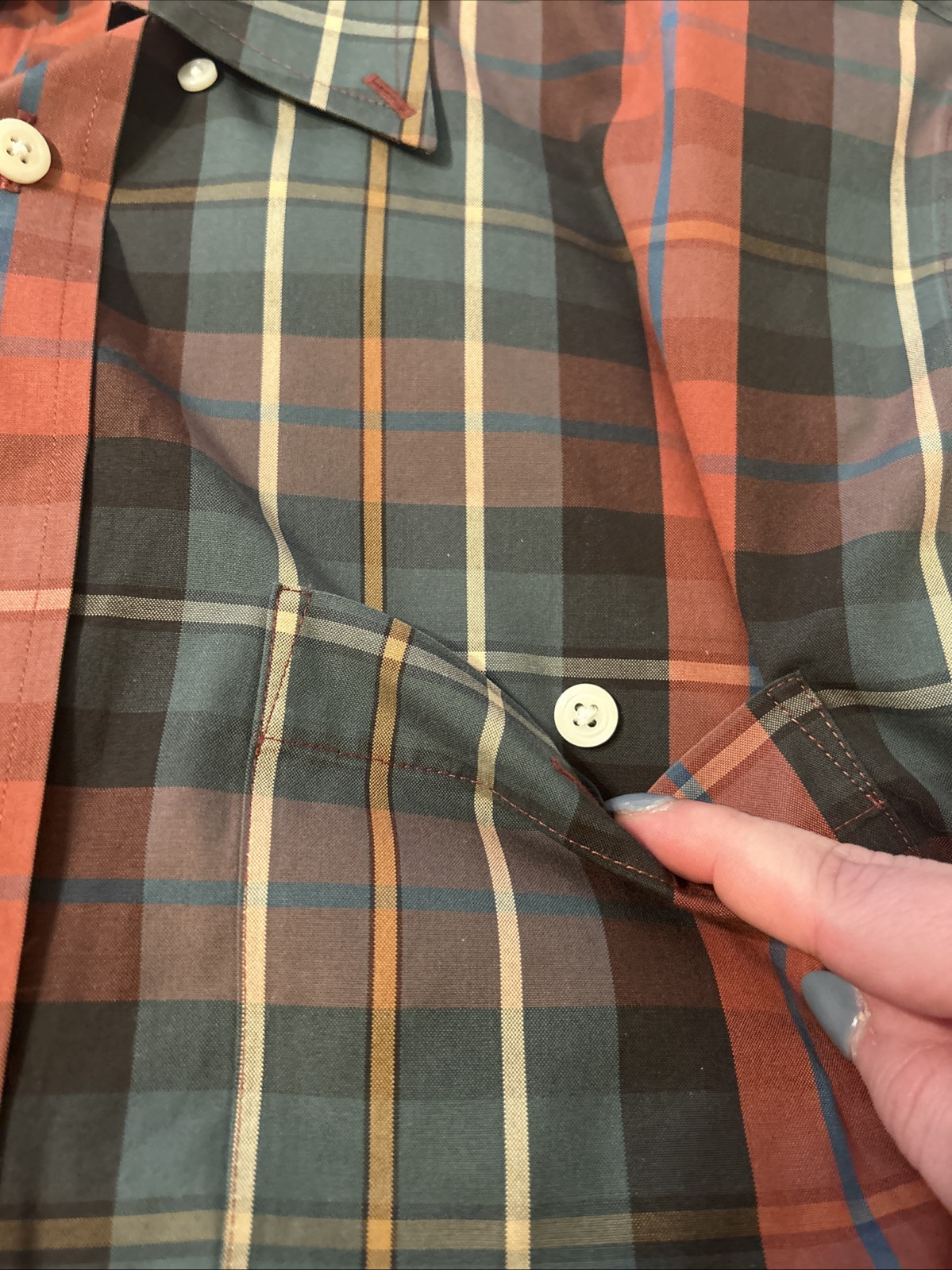 Orvis Men’s Check 100% Cotton Barrel Cuff Dress Shirt Size Large Multicolor