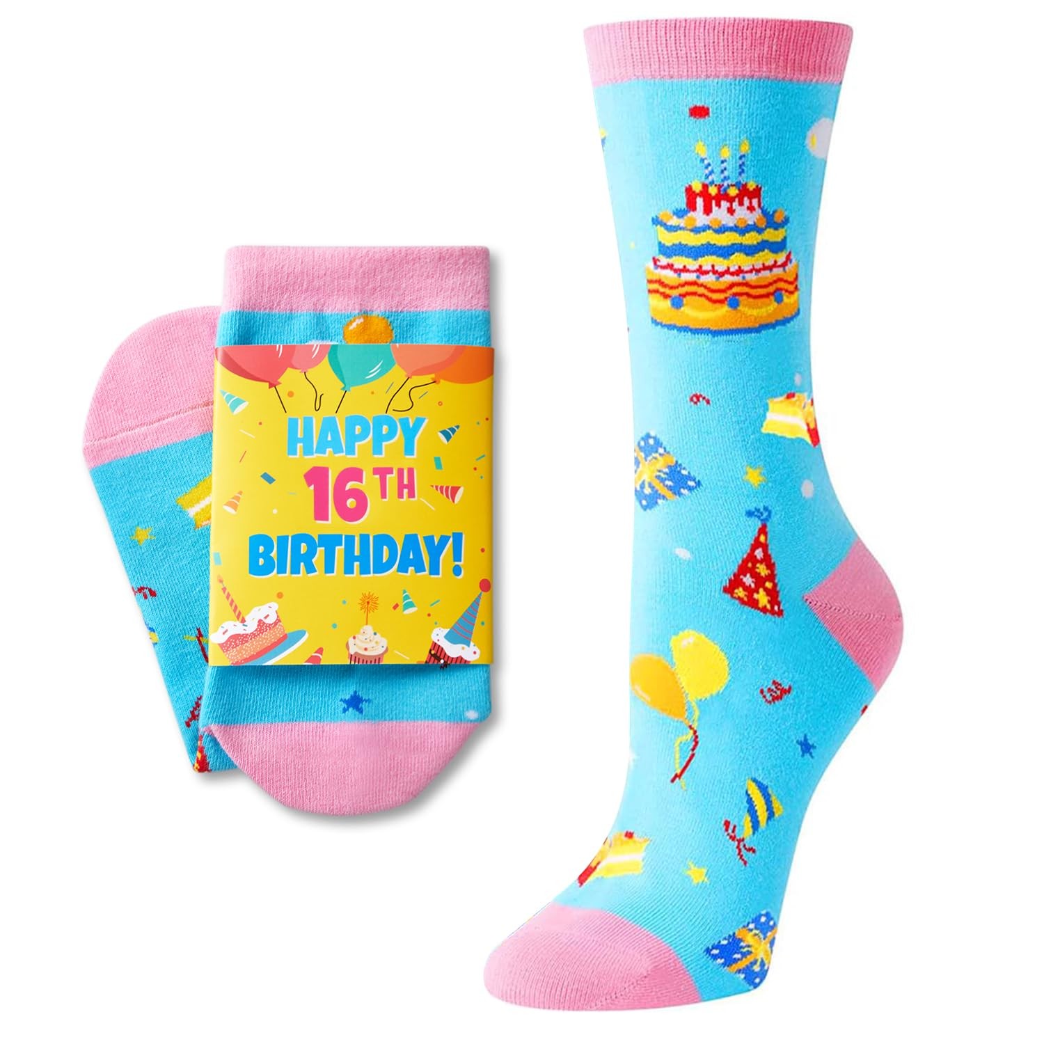 HAPPYPOP Sweet 16th Birthday Gifts – Socks Medium, Happy Blue