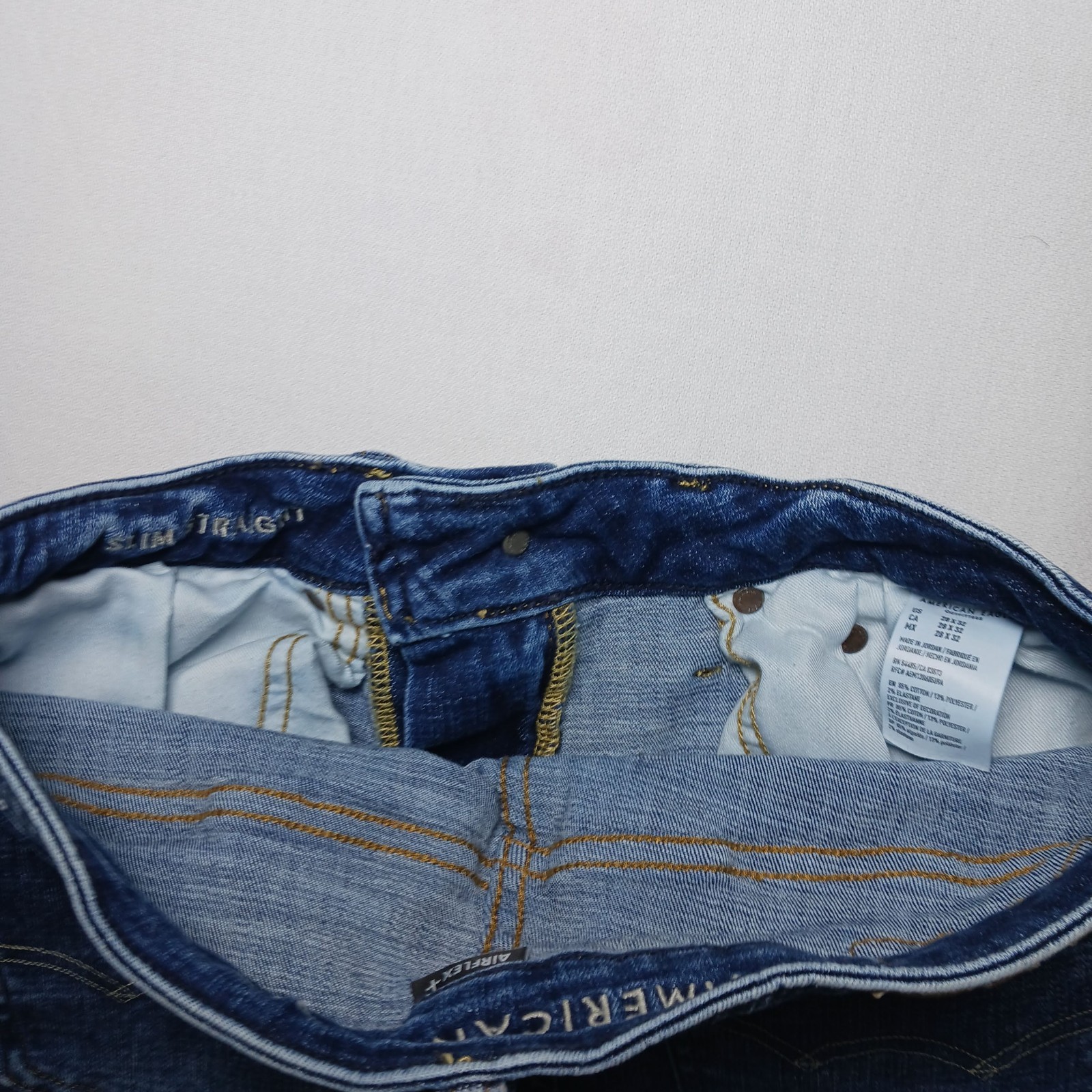 American Eagle Mens AirFlex + Slim Straight Jeans 28X32 Dark Blue Wash Denim