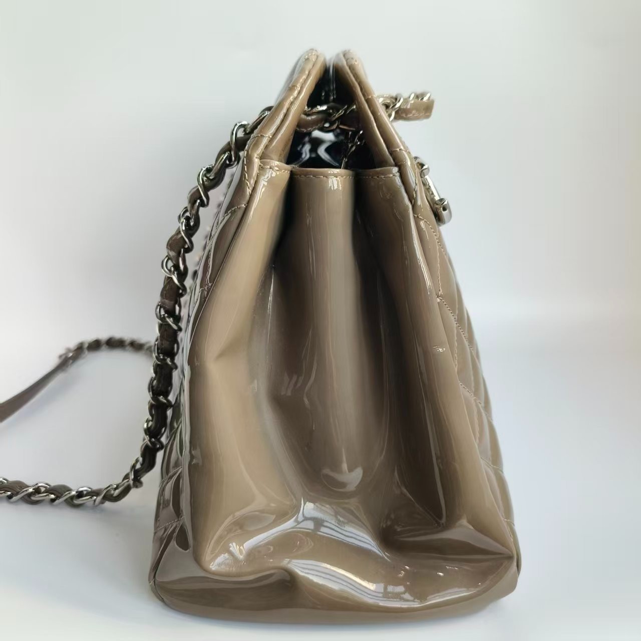 Chanel Jumbo Classic Quilted Patent Leather Shopping Tote Bag