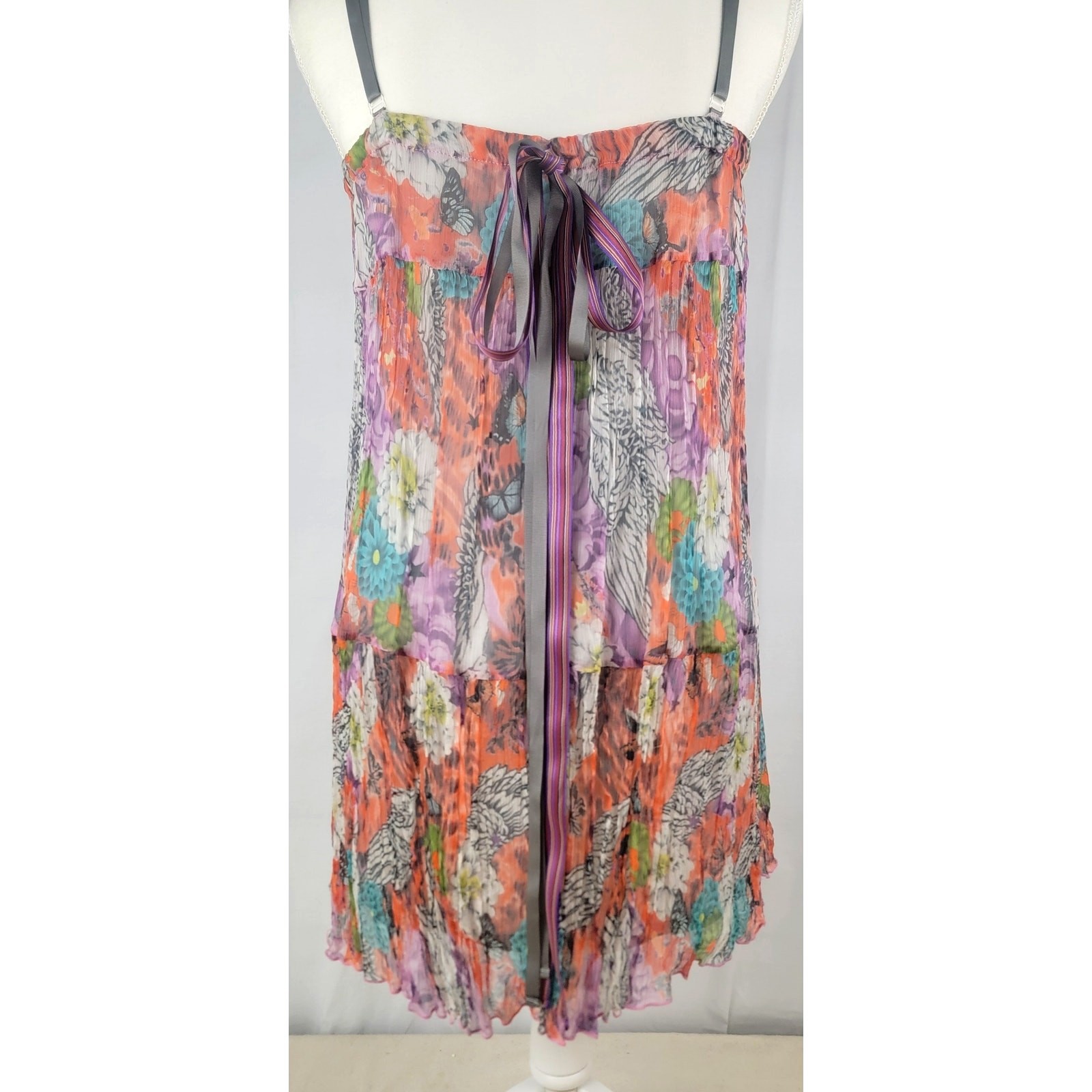 Garella Elisa Silk Chiffon Floral Dress IT 40 US 4 Resort Coachella $403 NWT