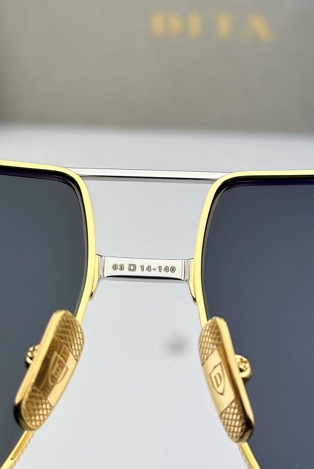 DITA Dubsystem Sunglasses Gold Silver Green AR Square DTS157-A-01 63mm NEW