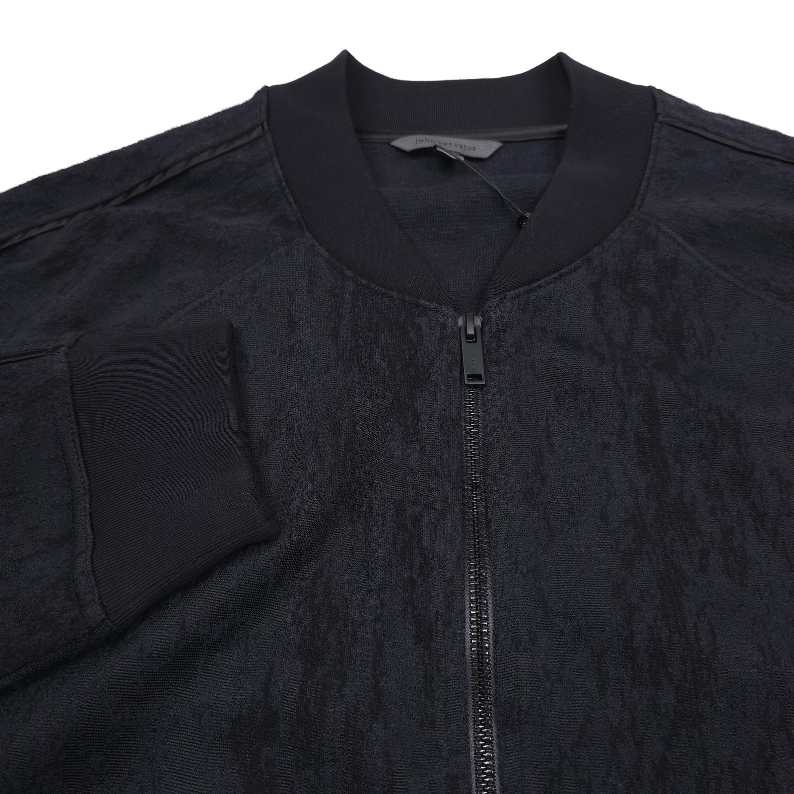 John Varvatos Riggins Bomber Jacket Sweatshirt Mens Large Python Jacquard Black
