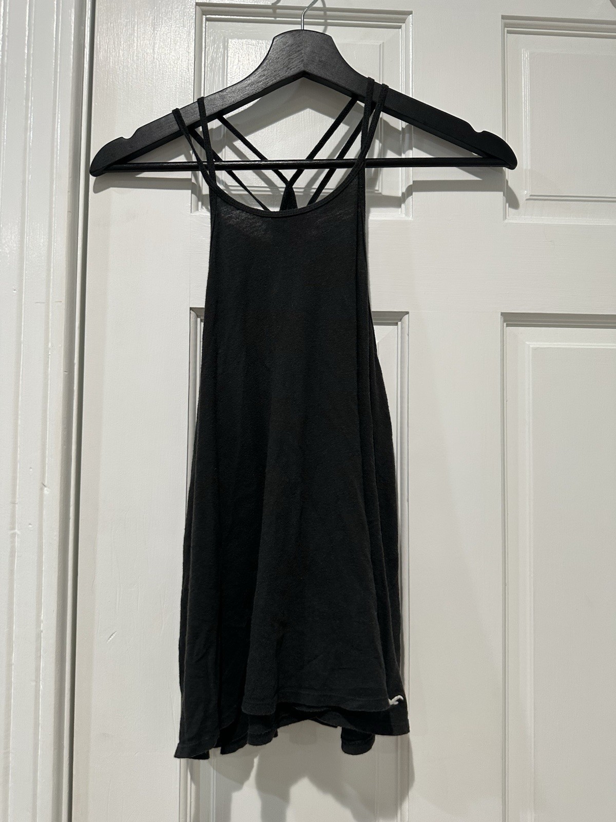 Hollister Black Halter Top With Criss Cross Back Straps Size S