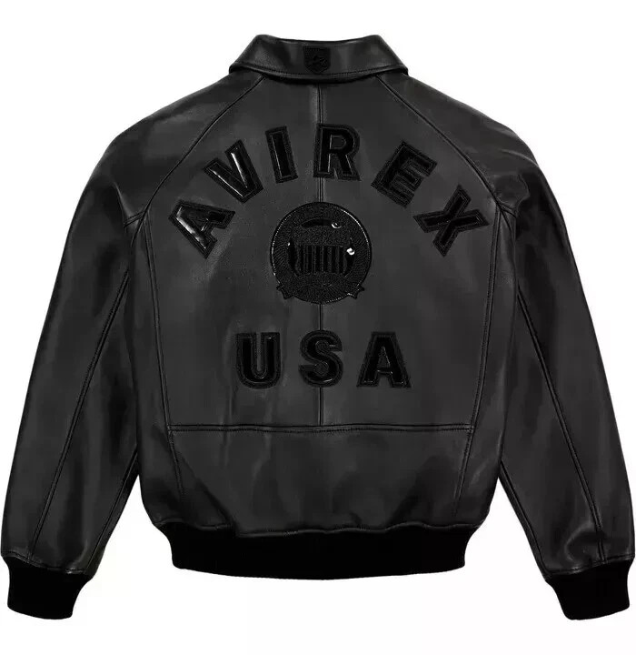 Avirex Men’s Black Icon Aviator Genuine Cowhide Leather Motorcycle Bomber Jacket