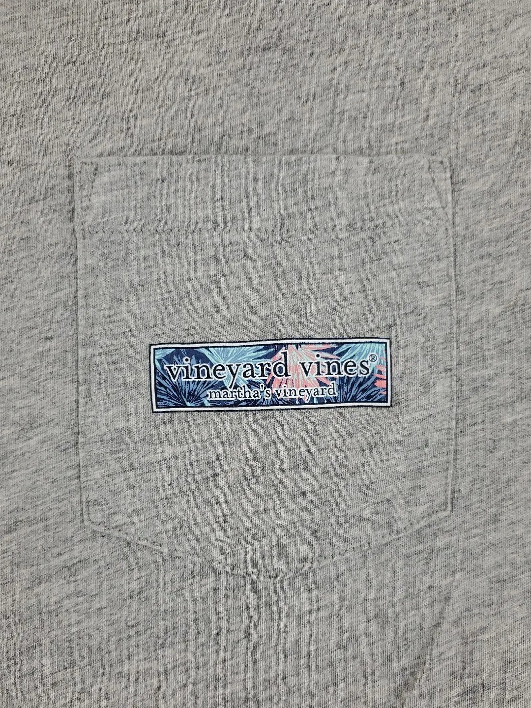 Vineyard Vines Shirt Mens Large Gray Long Sleeve Whale Martha’s Floral Adult A01