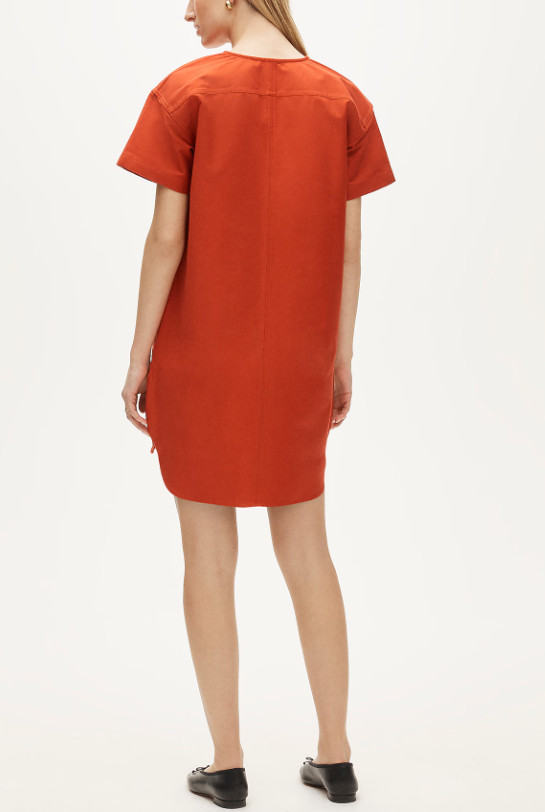 J Crew Patch-pocket pullover dress structured cotton poplin NWT M Medium Orange