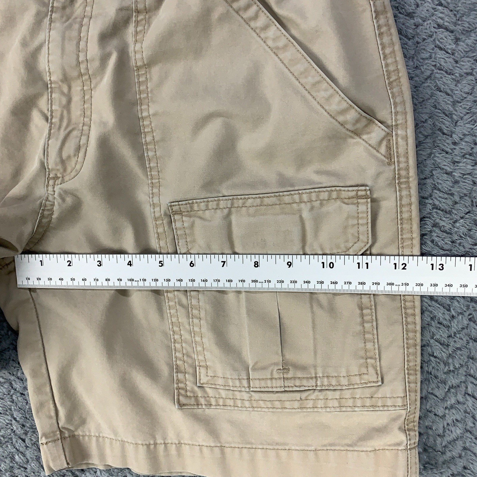 Savane Safari Cargo Shorts Mens Size 30 Beige Khaki Canvas Elastic Waist