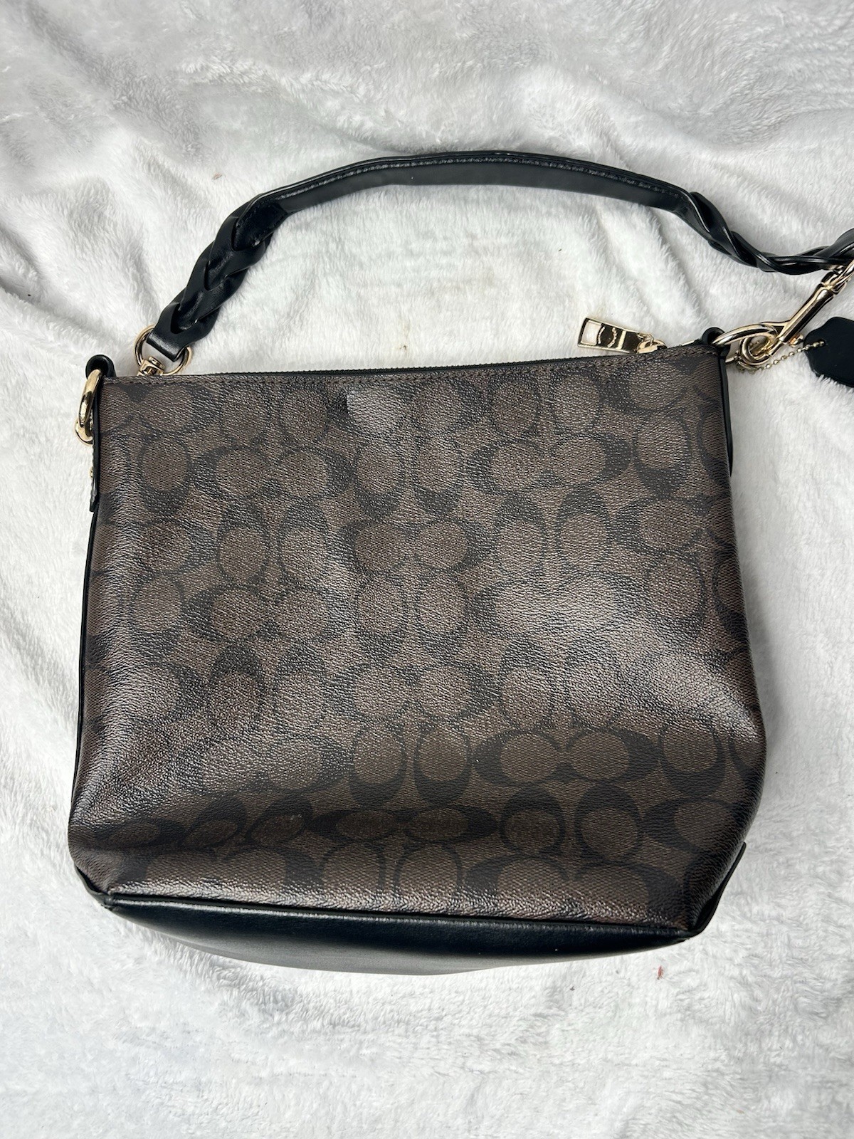 Coach Purse F87826 Mini Abby Duffle Bag In Signature Canvas In Brown/Black