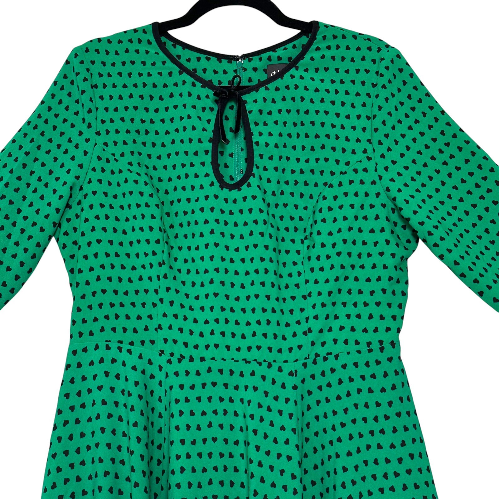 Hell Bunny Dress Paradisum 50s Keyhole Heart Polka Dot Green L Rockabilly Pinup