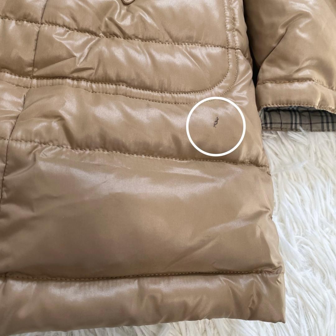 Burberry Blue Label down coat with raccoon Nova check pattern size 38