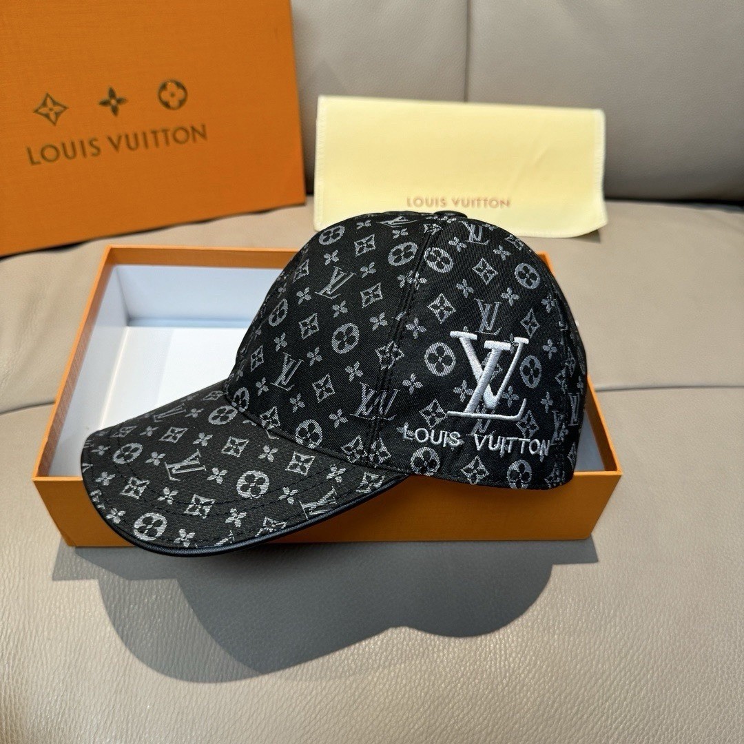 Louis Vuitton Black/Gray Monogram Baseball Cap Designer Hat One Size