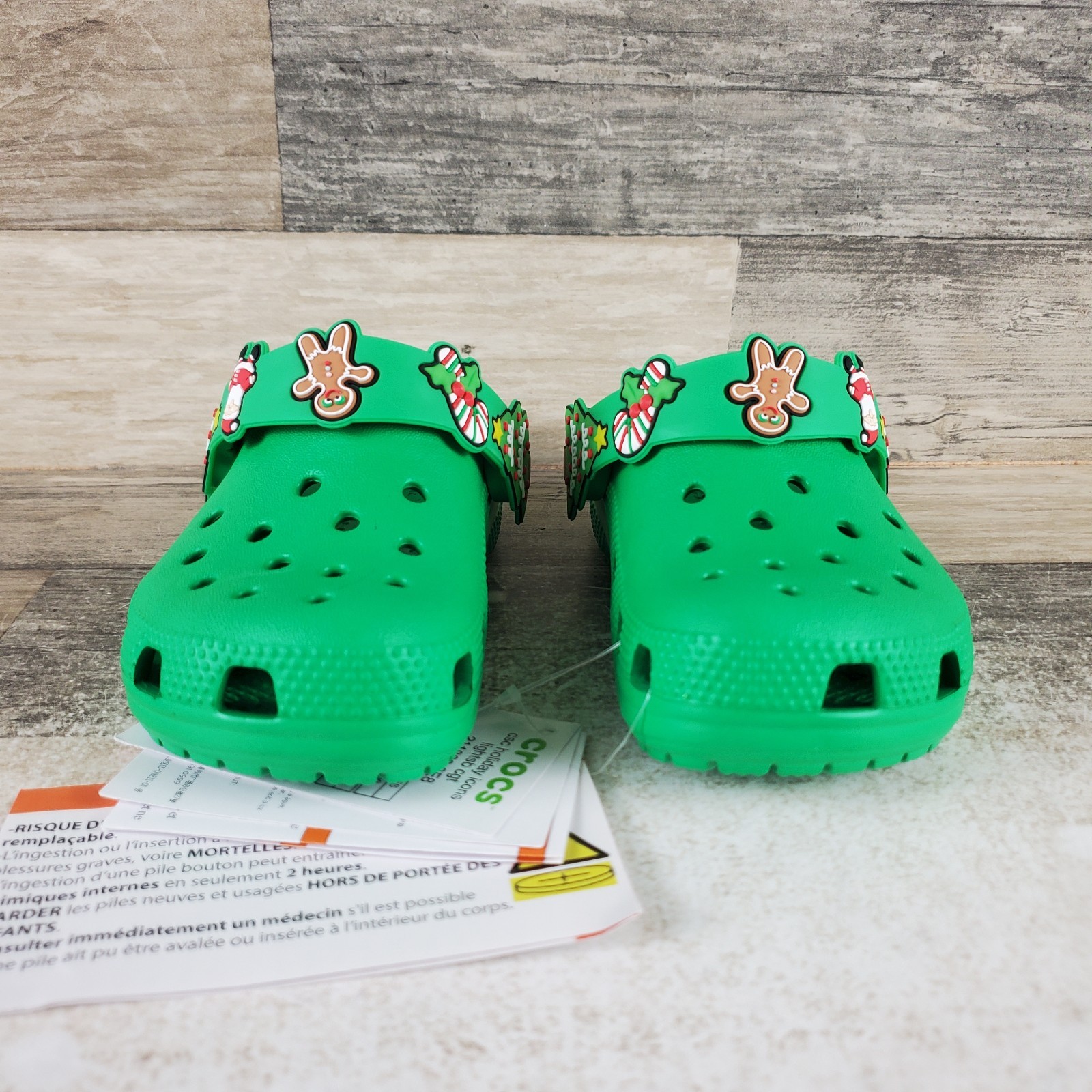 Crocs Classic Holiday Icons Lights Kids Clogs Sz 9 Rubber Grass Green Slingback