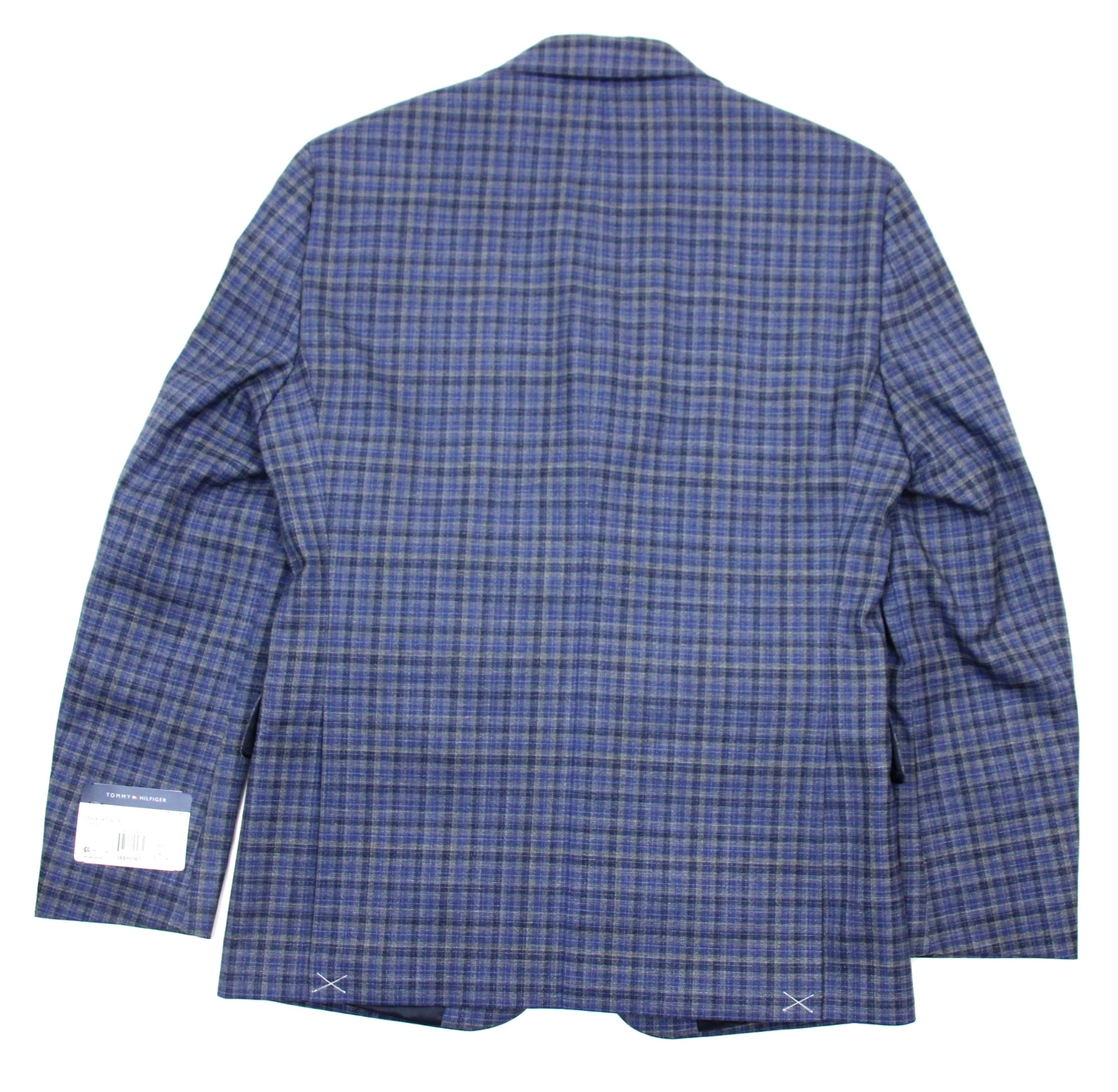 $295 Tommy Hilfiger Sport Coat 36 S Modern Fit Blue Check TH Flex Blazer Jacket