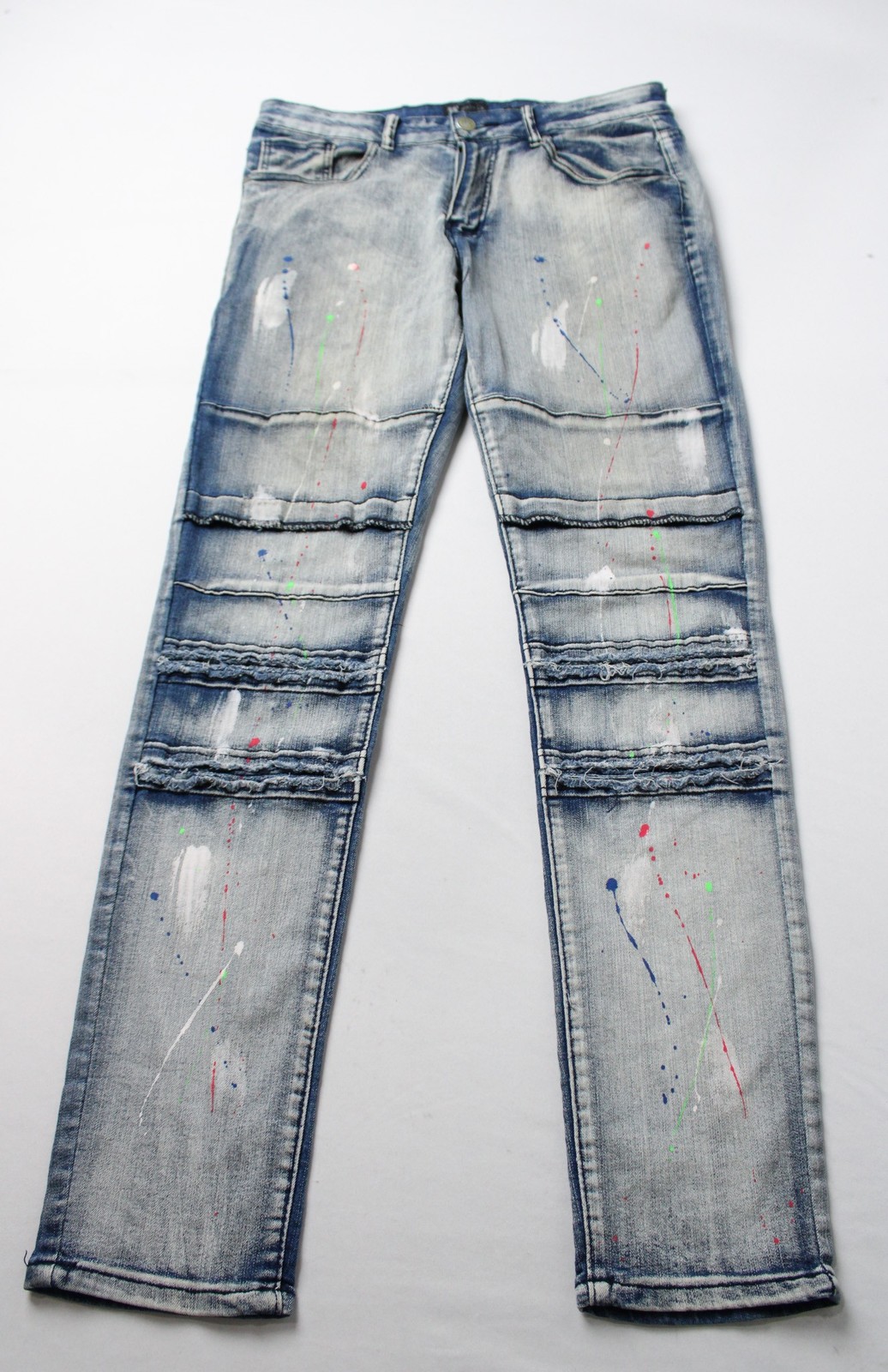 Waimea Men’s Skinny Fit Ripped Heavy Fade Stretchable Jeans IW4 Blue Size 34