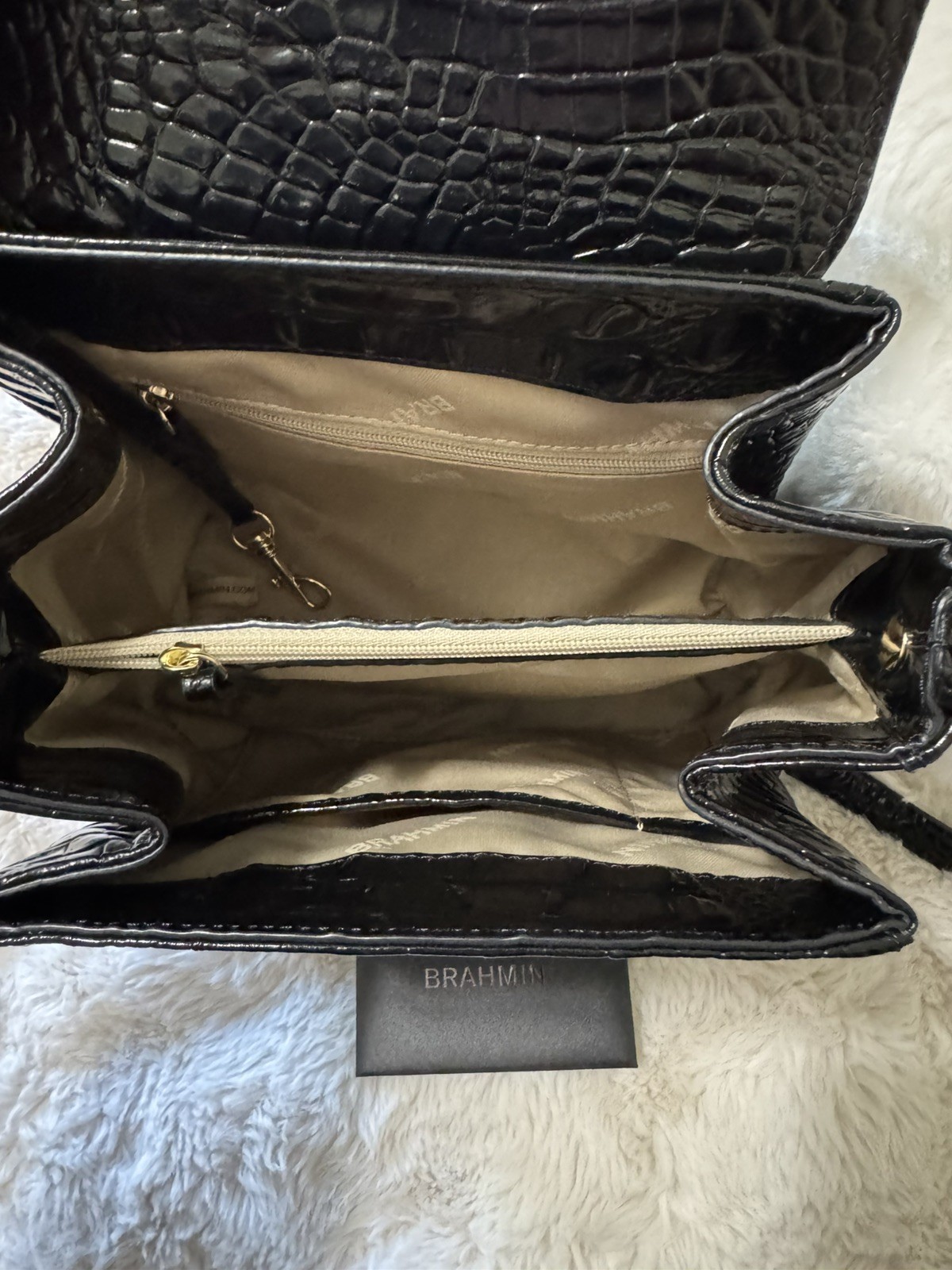 Brahmin Margo Melbourne black Embossed Croc Leather CROSSBODY