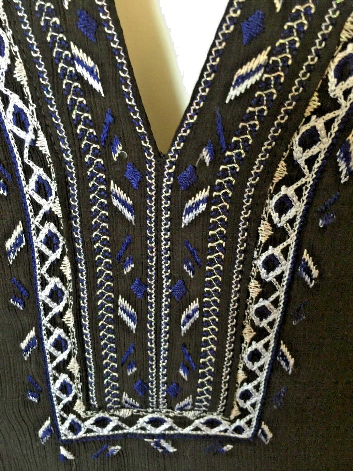 WHITE HOUSE BLACK MARKET Aztec Embroidered, Cold Shoulder/Sleeve, PEASANT TOP 2