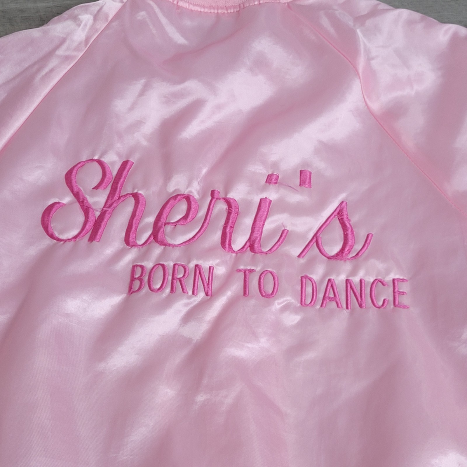 HARTWELL Bomber Jacket Womens Small Pink Satin “Sheri’s Born to Dance” (c-video)