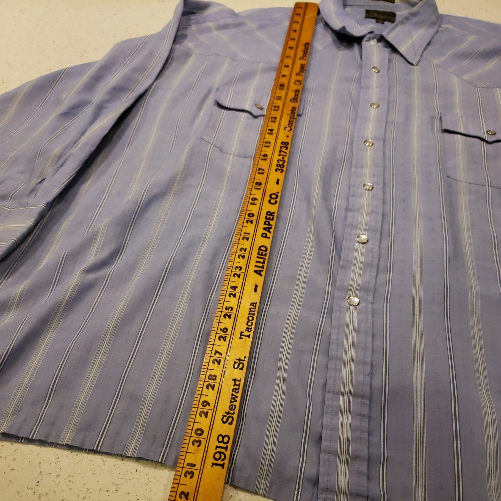 Plainsman Western Shirt mens 2x Big Long Sleeve Pearl Snap blue Stripes
