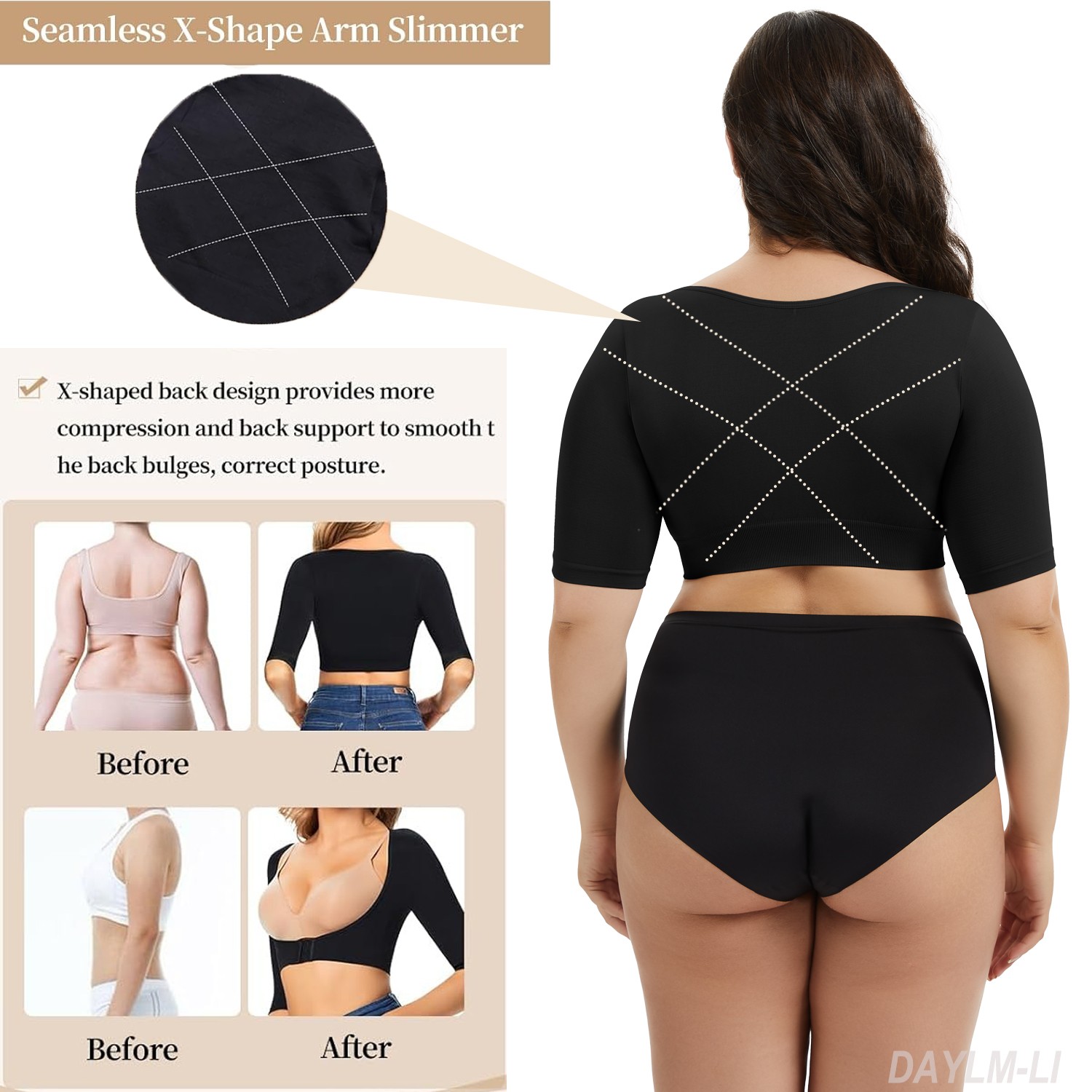 Women’s Upper Arm Shaper Compression Sleeves Post Surgery Shapewear Tops Slimmer