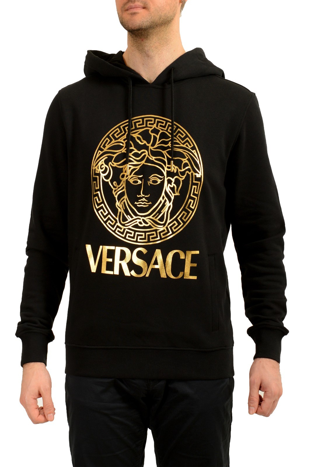 Versace Men’s Gold Signature Medusa Print Hooded Sweatshirt Hoodie US L IT 52