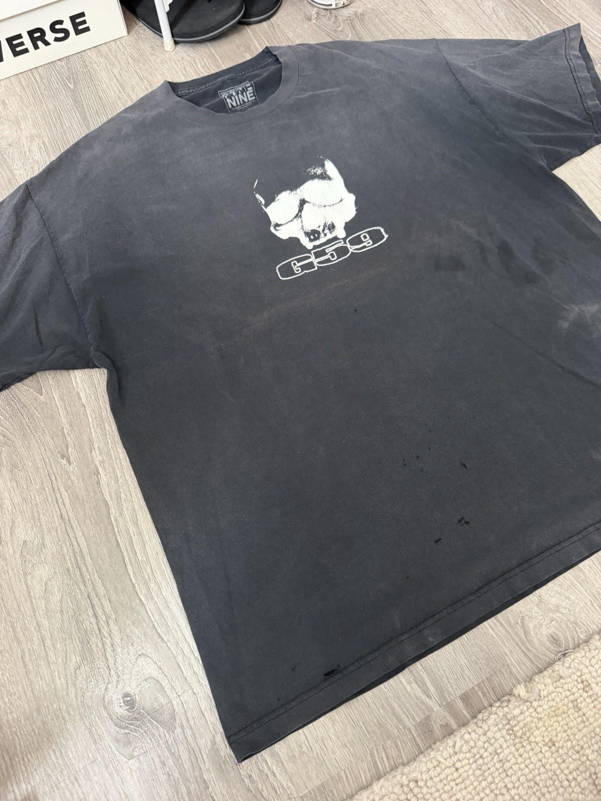 Vintage Faded Black Five Nine G59 Skull Graphic Tee Black Rap Merch T-Shirt