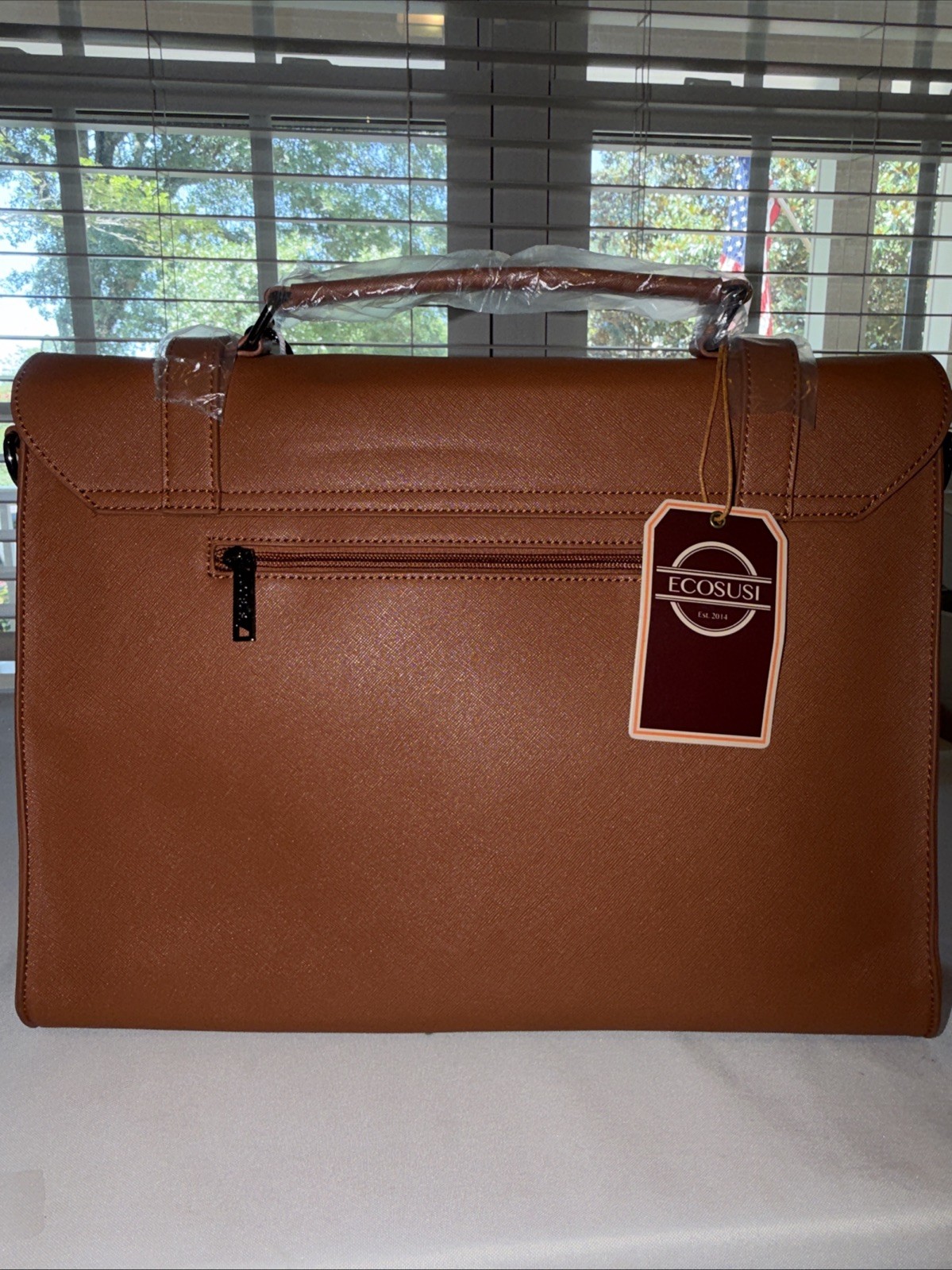 Ecosusi Brown Vegan Leather Briefcase Messenger Laptop Bag