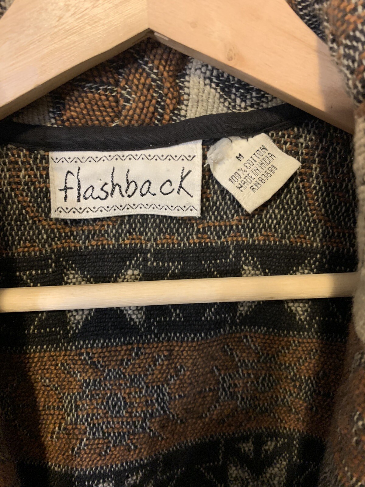 Vintage Flashback Womens Sz M Aztec Print Jacquard Cropped Shacket Coat