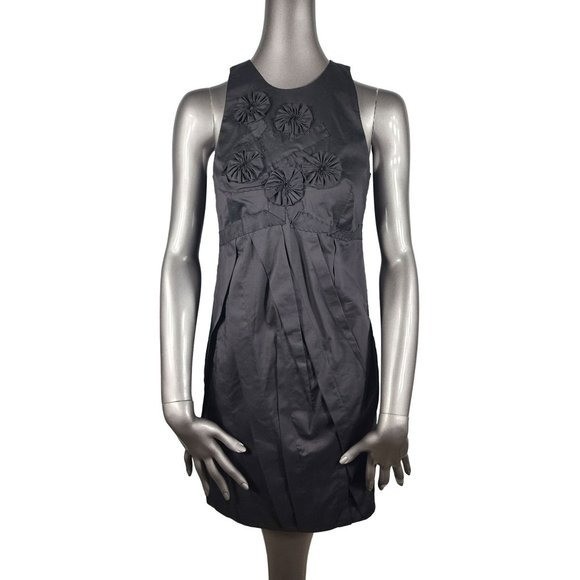 Robert Rodriguez NWT Black Dress 3D Floral Rosette Sleeveless Draped 2