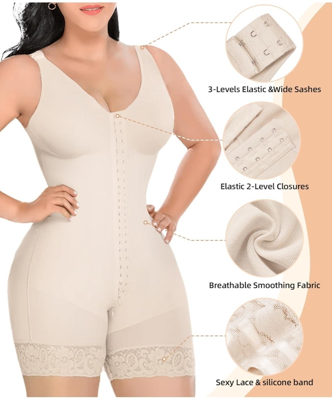 The YIANNA Fajas Colombianas shapewear, model YA7275 in BEIGE, size LARGE