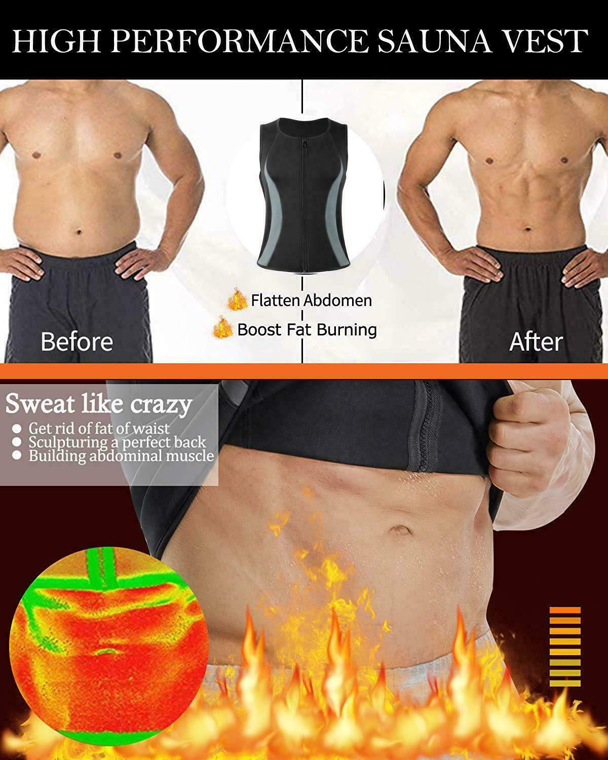 Zipper Gynecomastia Compression Tank Top for Men Sweat Vest Fitness Body Shaper