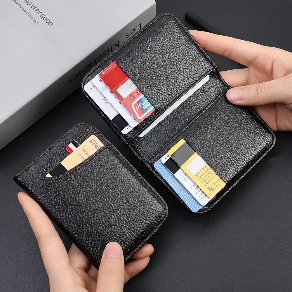 Slim PU Leather Card Wallet Men Mini Credit Card Holder Small Purse