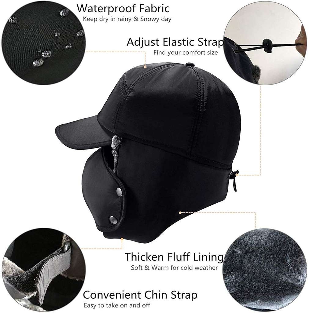 Men Winter Ear Flap Trapper Hat Face Mask Fur Aviator Thermal Warm Snow Ski Cap