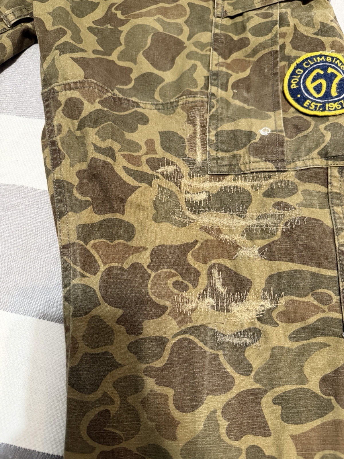 Polo Ralph Lauren Camo Cargo Pants 36×32 Mens Patchwork Utility Military Voyager