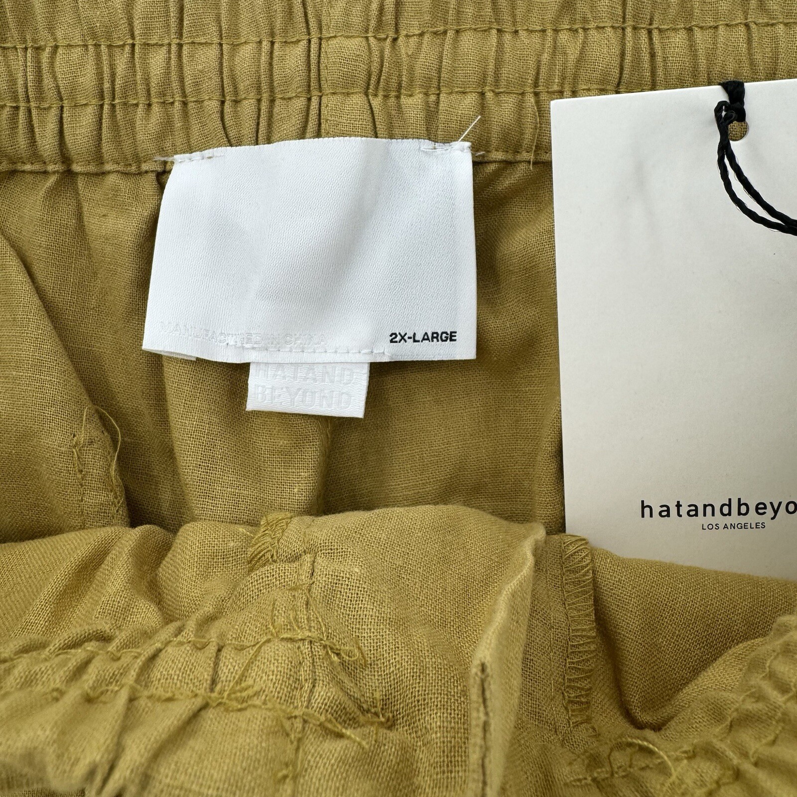 NWT Hat And Beyond Pants Womens Size 2XL Linen Stretch Elastic Drawstring Basic