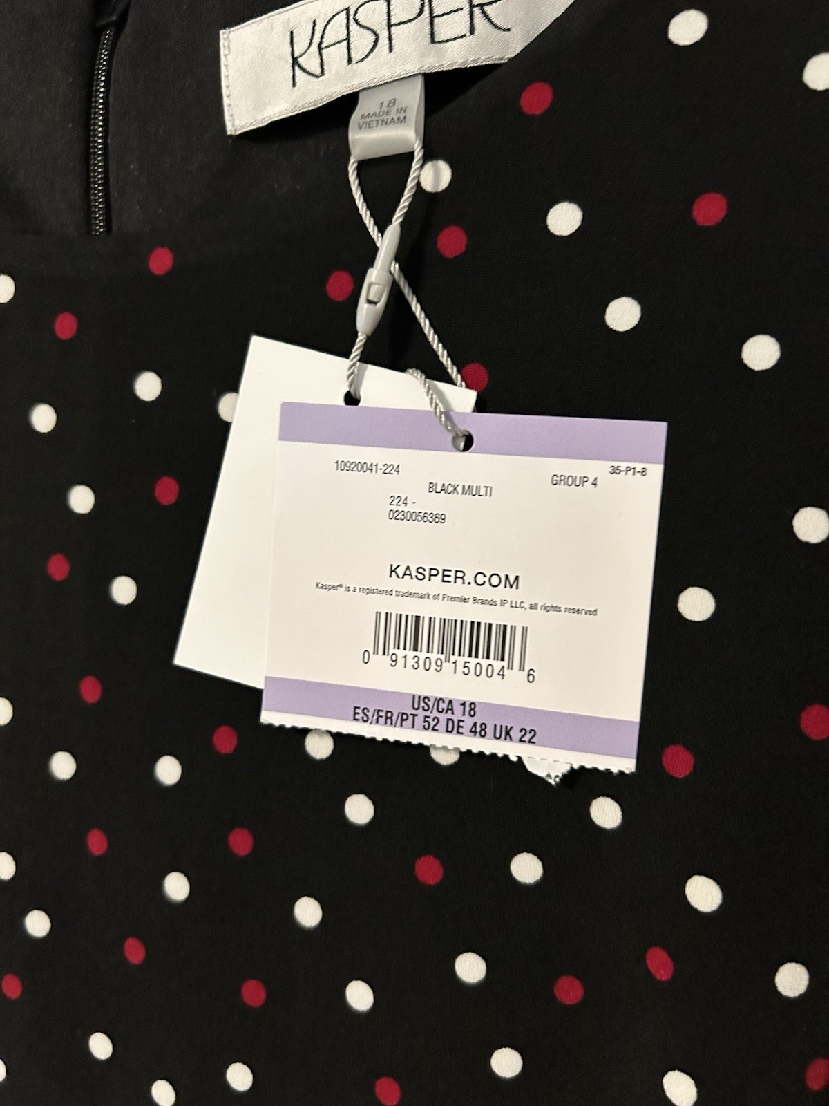 KASPER Black Polka Dot Midi Wear To Work Dress Plus 18W NWT