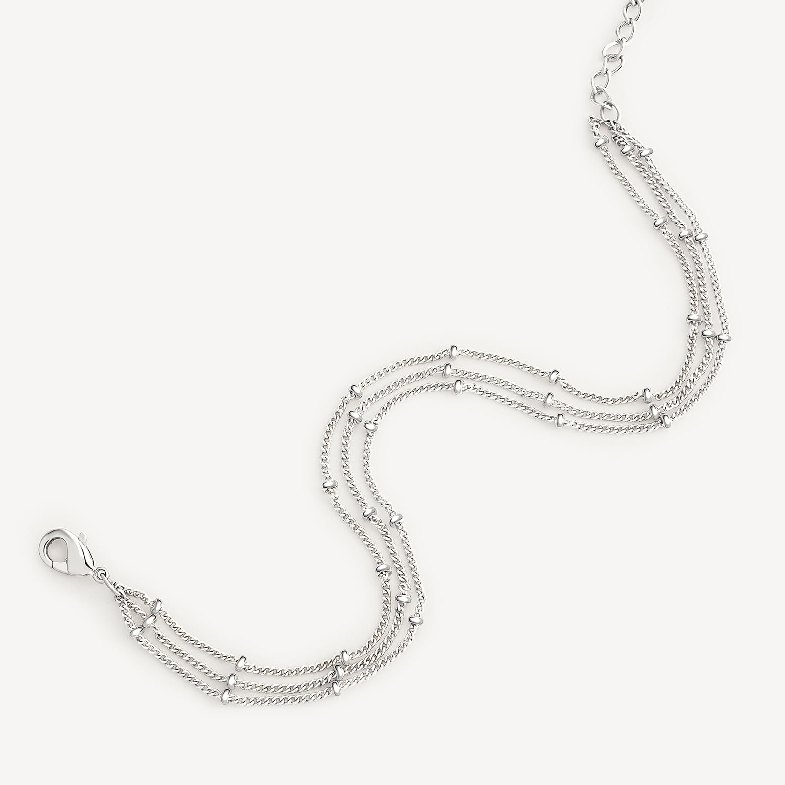 MEVECCO Bracelet for Women Sliver Layered Satellite 6 inches, 3 SL