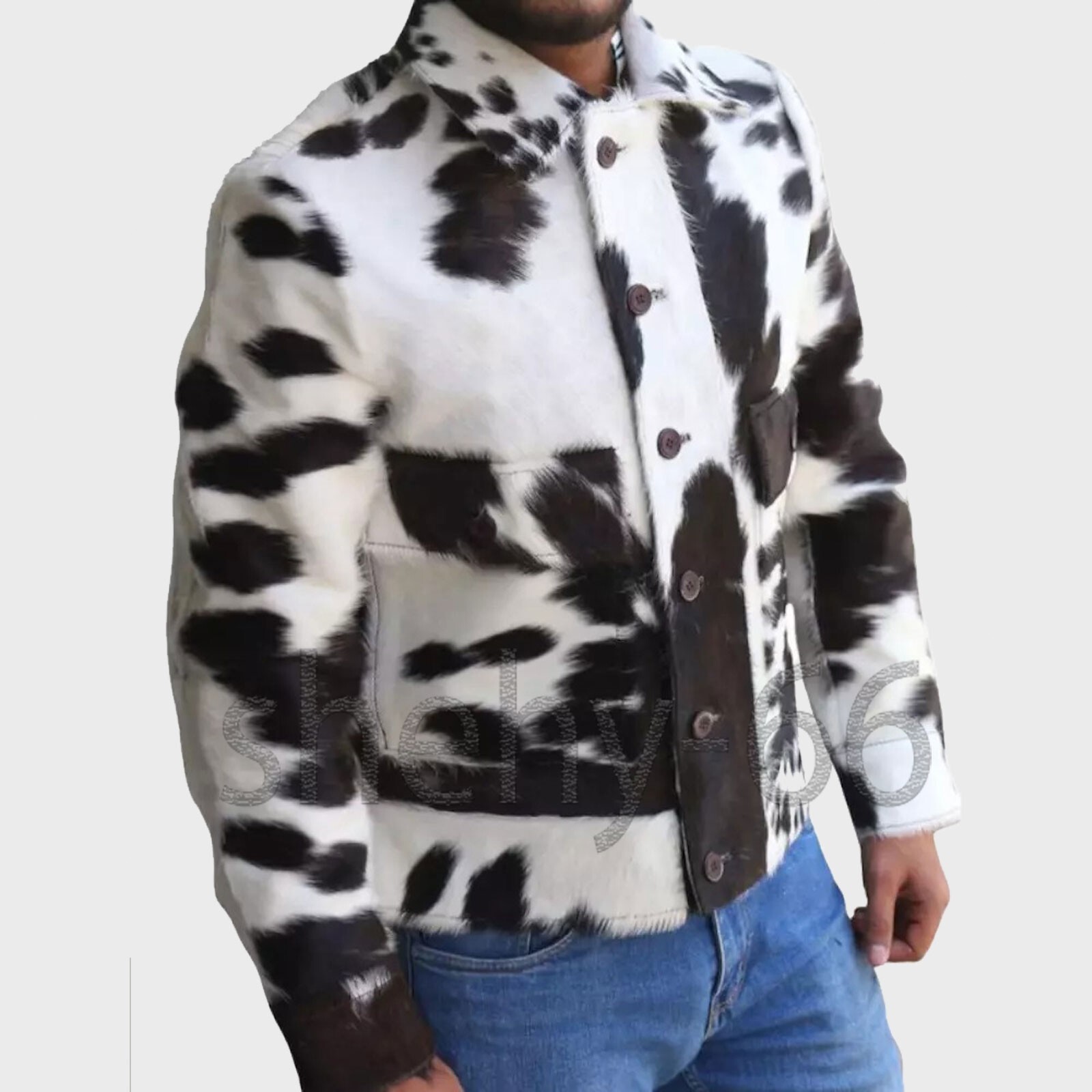 Men’s Cowhide Hair-On Skin Leather Jacket – Custom Fit Real Pony Skin Fur Coat