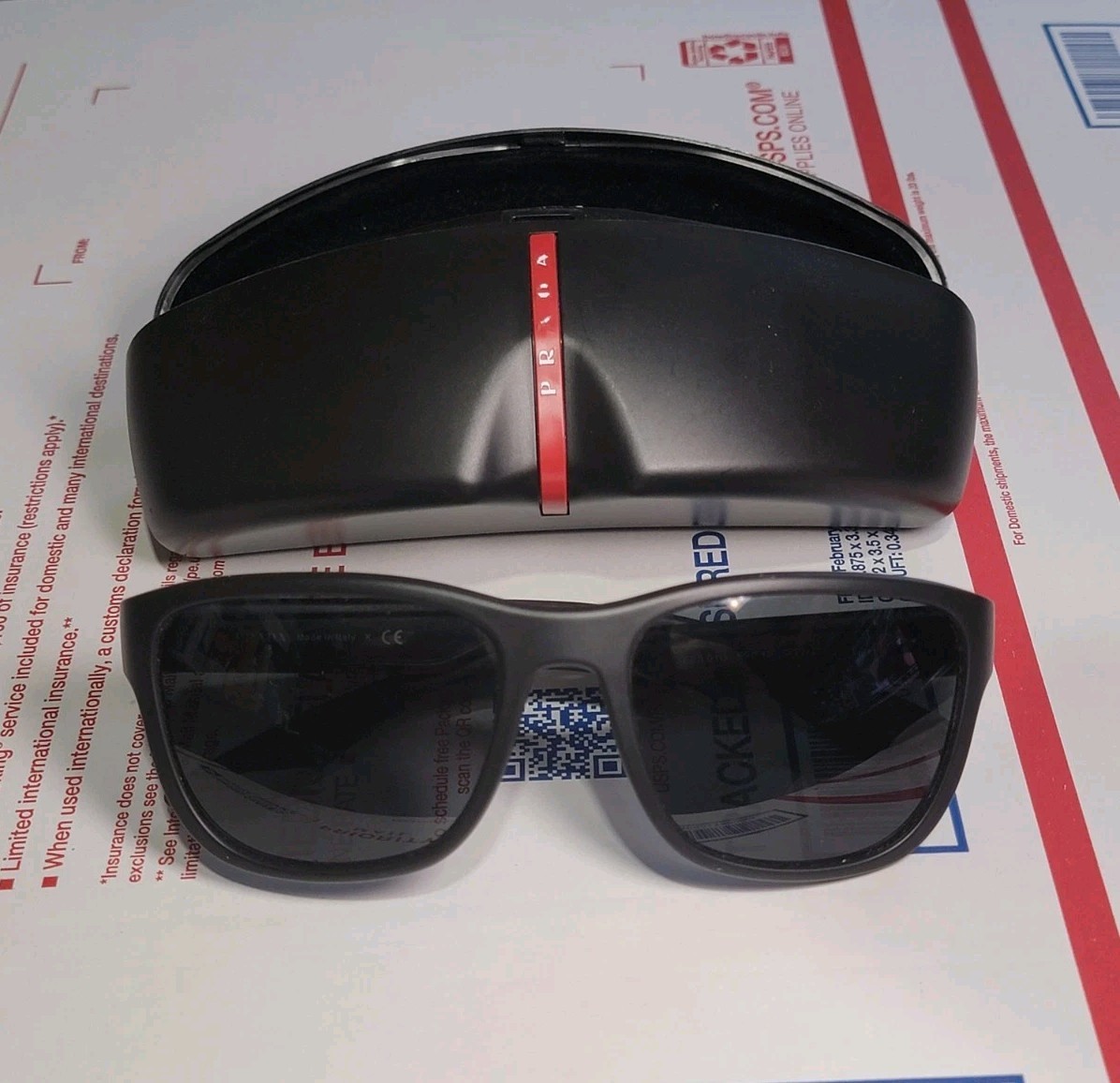 Prada SPS01U Sunglasses Linea Rossa Black Rubber 59 19 145