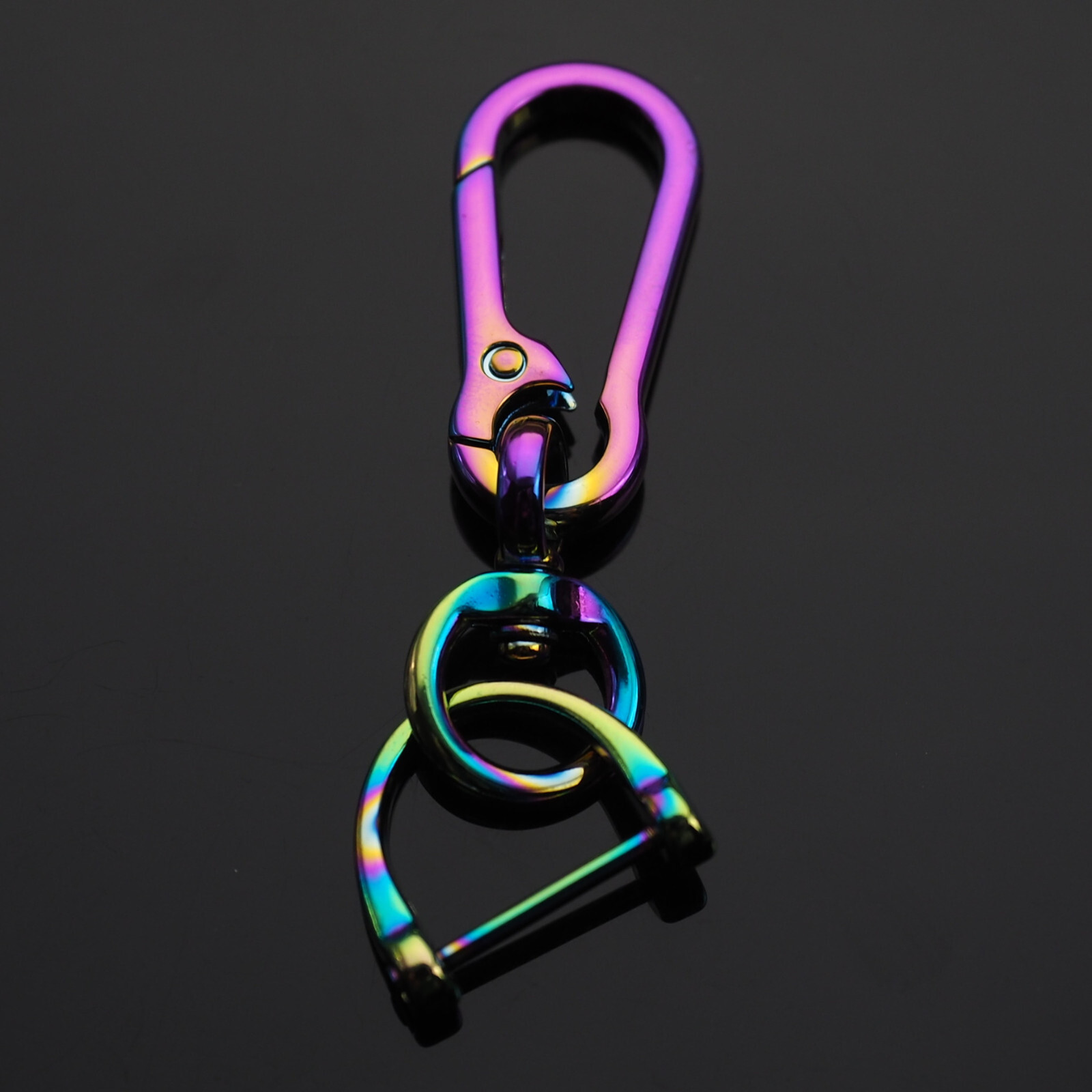 Keychain Clip Bag Belt Ergonomic Car Ring Key 360 Fob D-Ring Buckle Holder Neon
